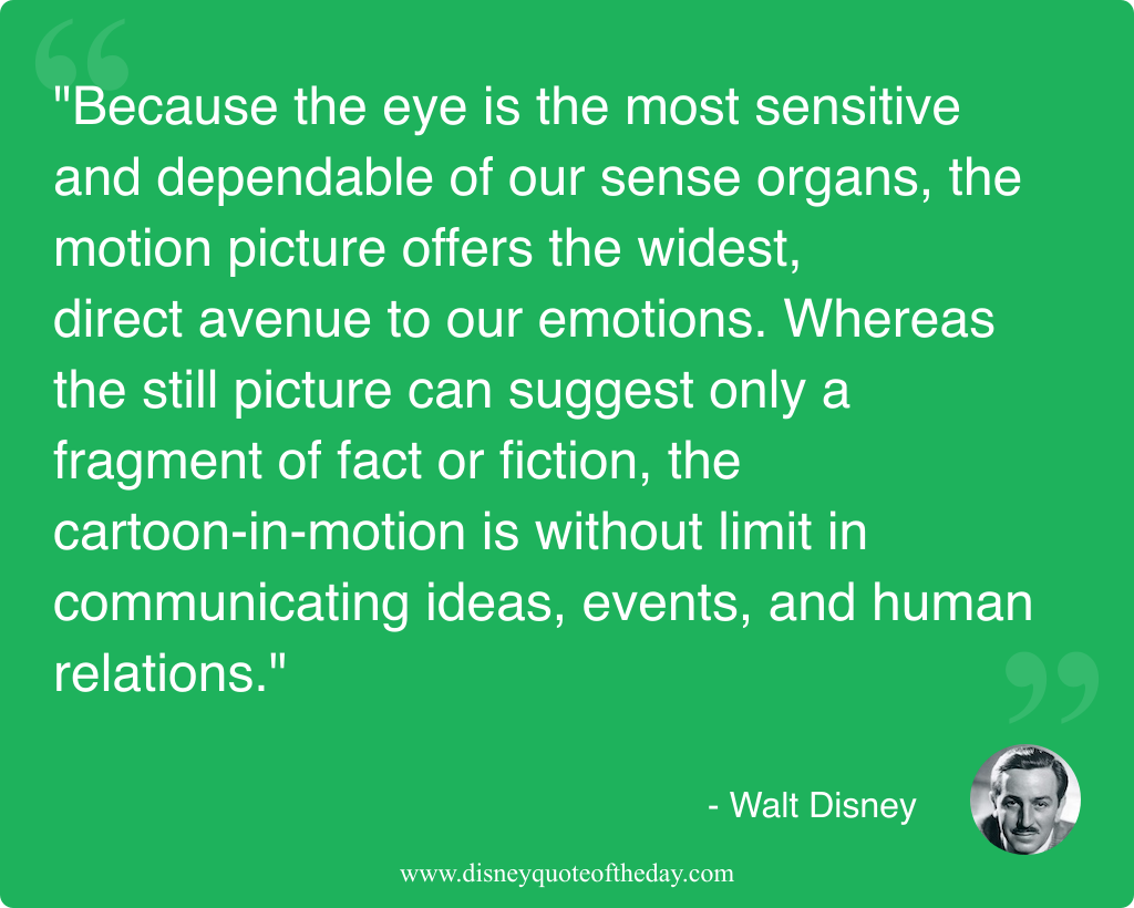 Quote by Walt Disney, "Because the eye is the..."