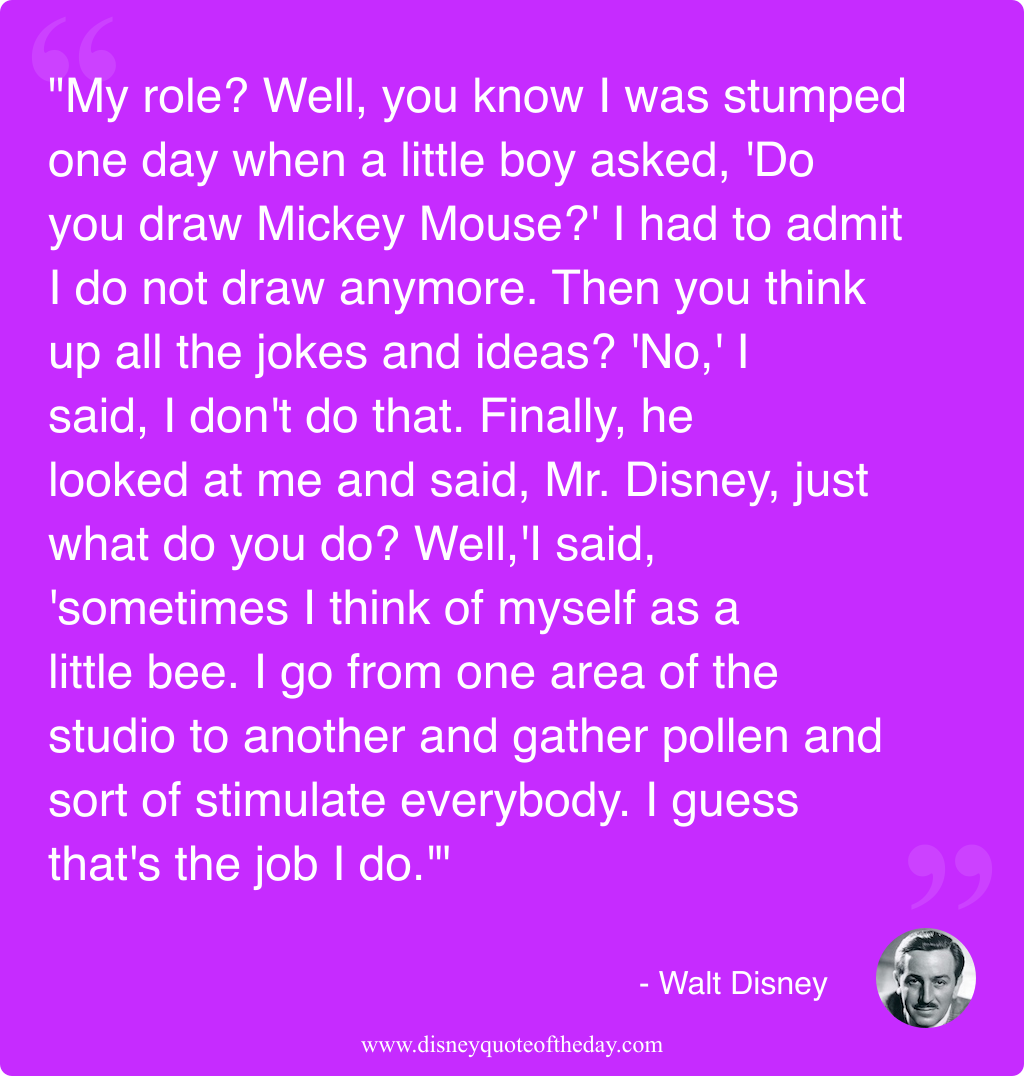 Quote by Walt Disney, "My role? Well you know..."